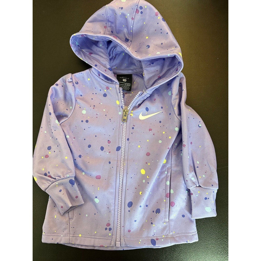 Nike Toddler Girls 12M‎ Purple Splatter Print Therma FIT Hoodie Jacket